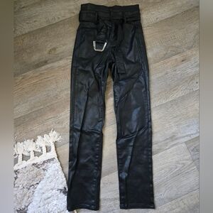 Express Black Faux Leather Pants with Belt